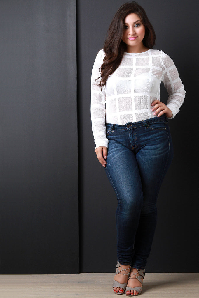 Mesh Grid Longsleeve Bodysuit